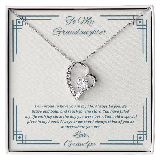 To My Granddaughter From Grandpa - Be Brave and Bold - Necklace