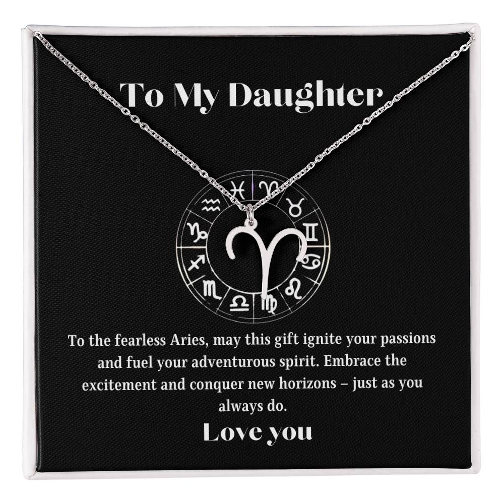 Aries (March 21 - April 19) Zodiac Charm Necklace - To My Daughter