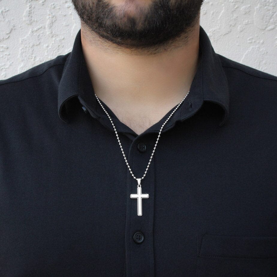 Mens Cross Necklace Stainless Steel Jewelry ShineOn Fulfillment 