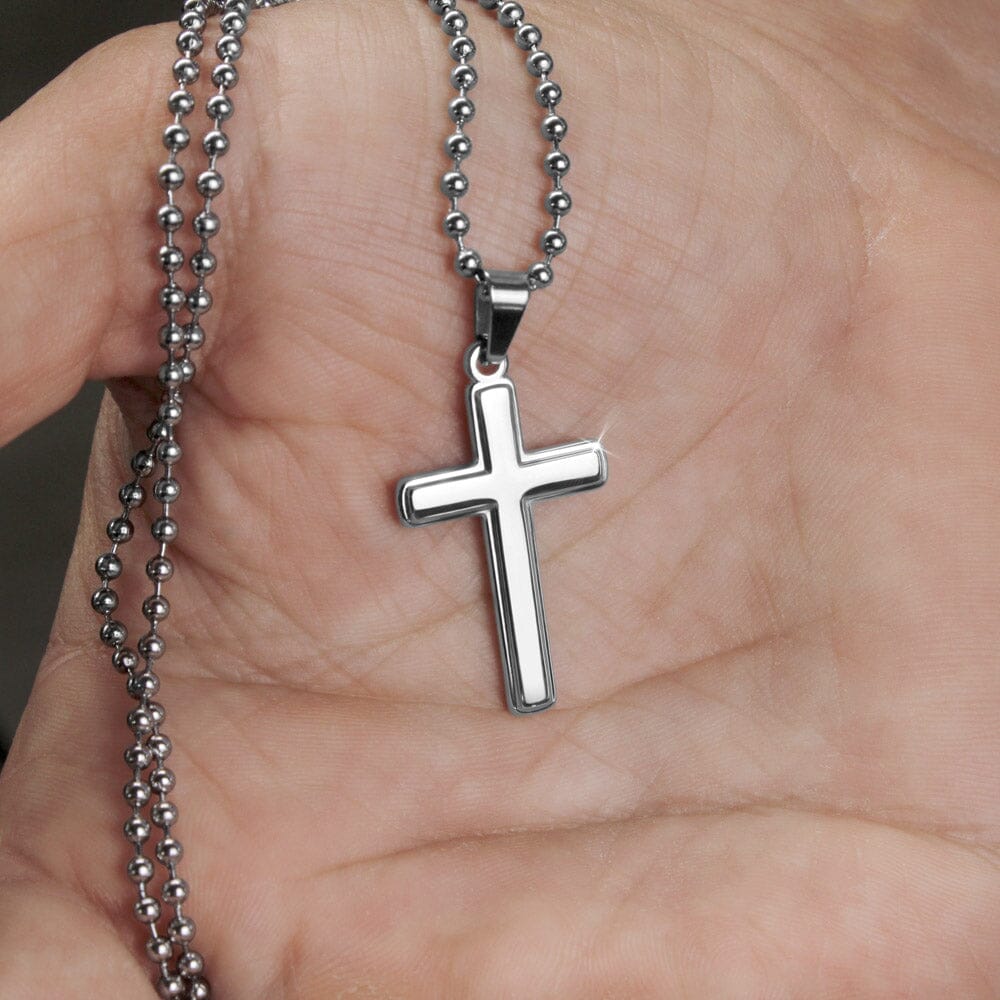 Mens Cross Necklace Stainless Steel Jewelry ShineOn Fulfillment 