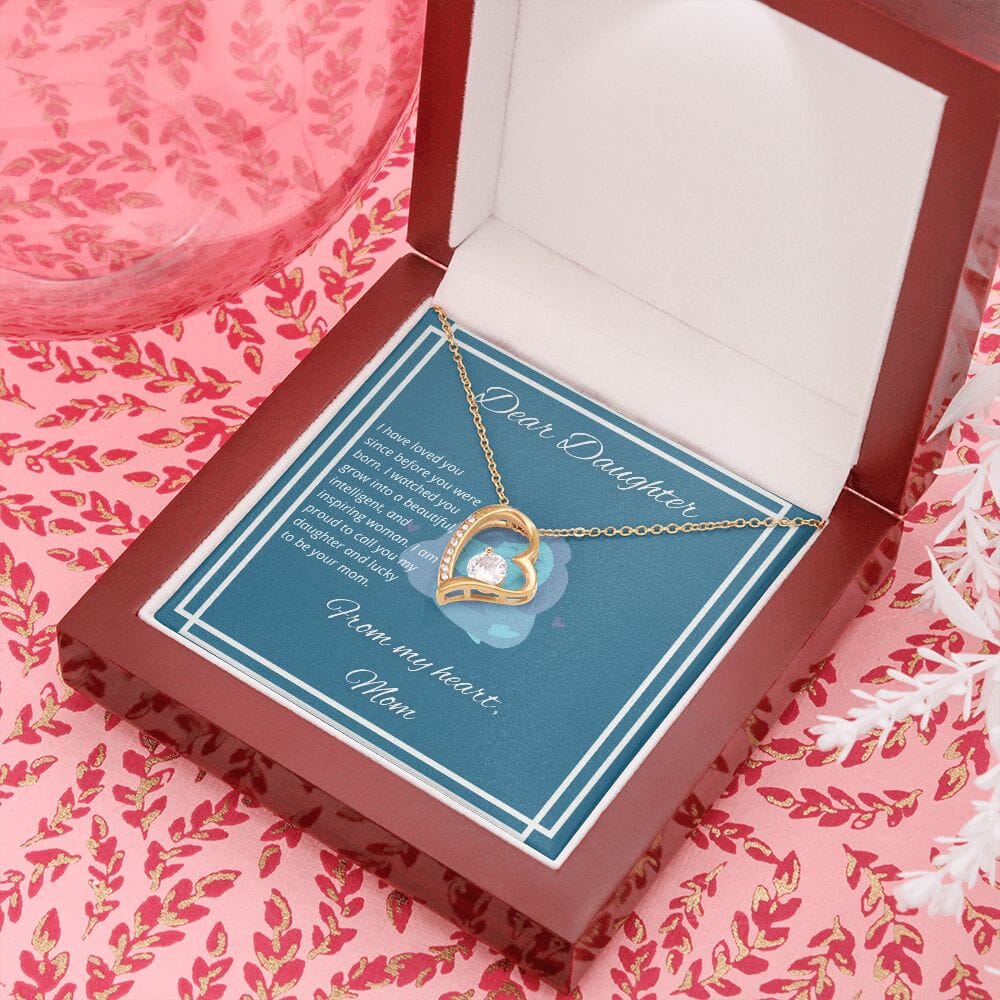 Dear Daughter - I have loved you since before you were born - Necklace Jewelry ShineOn Fulfillment 18k Yellow Gold Finish Mahogany Style Luxury Box (W/LED) 