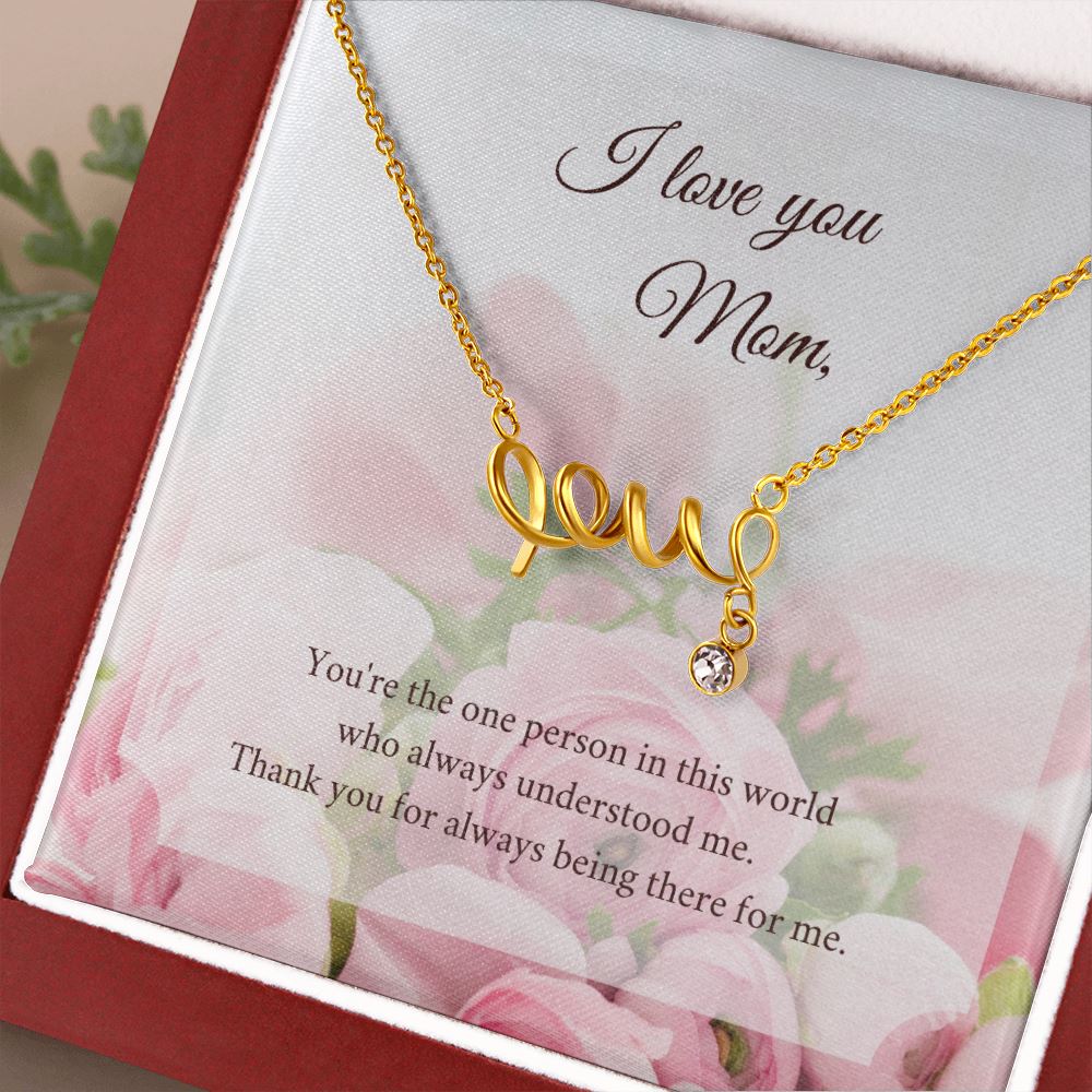 Love Necklace for Mom Jewelry ShineOn Fulfillment 18k Yellow Gold Mahogany Style Luxury Box (W/LED) 