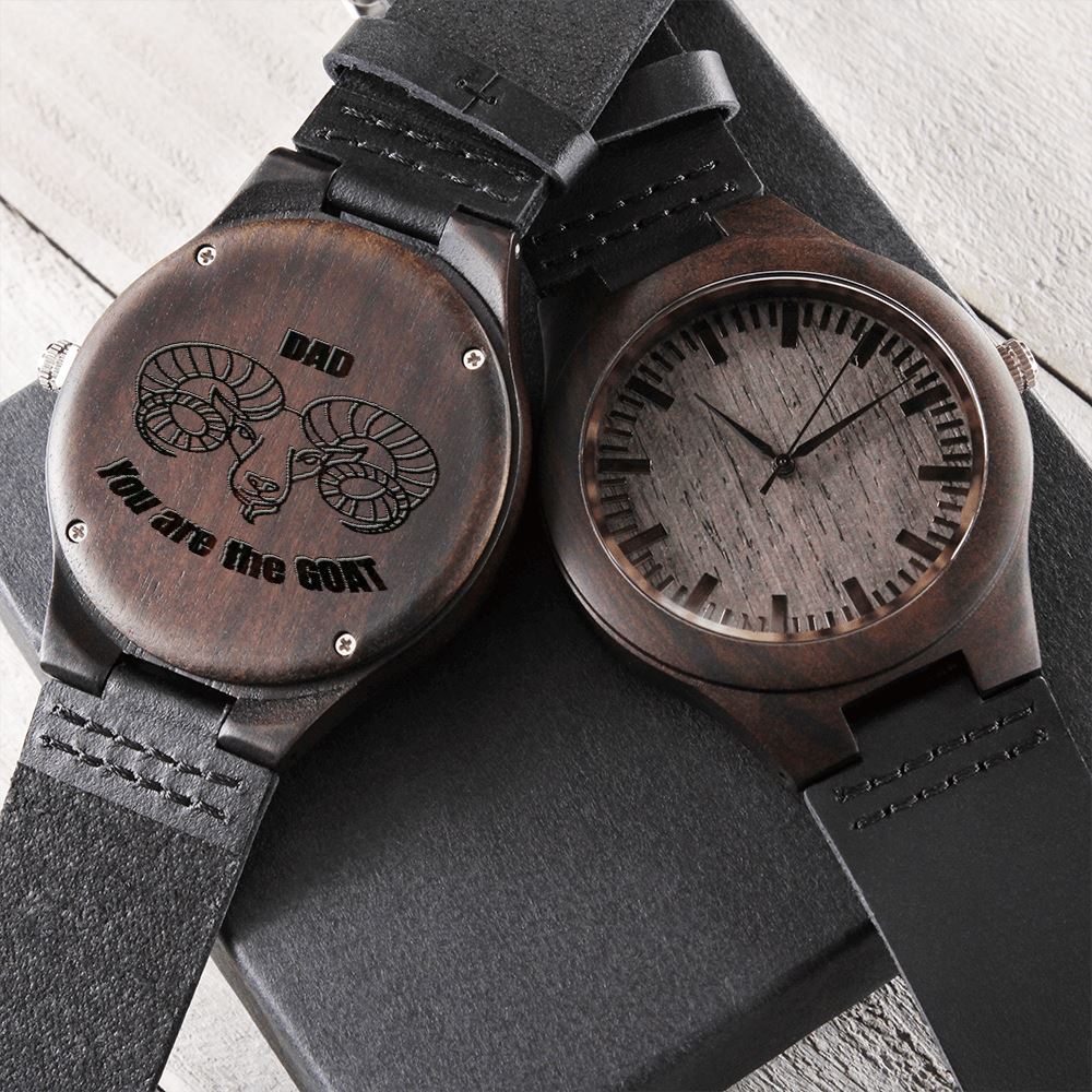 Dad You Are The GOAT - Engraved Wooden Watch - Gift for Dad Watches ShineOn Fulfillment 