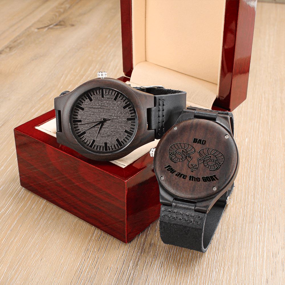 Dad You Are The GOAT - Engraved Wooden Watch - Gift for Dad Watches ShineOn Fulfillment 