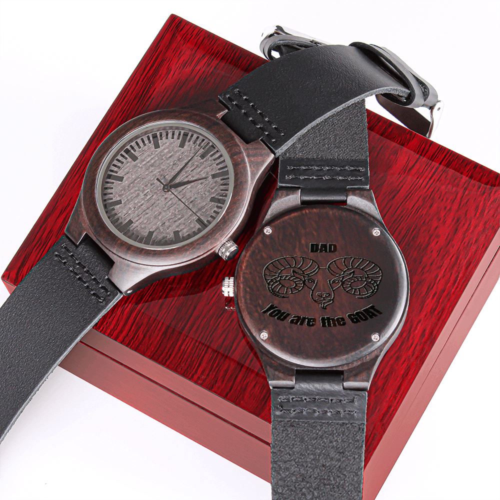 Dad You Are The GOAT - Engraved Wooden Watch - Gift for Dad Watches ShineOn Fulfillment Luxury Box 