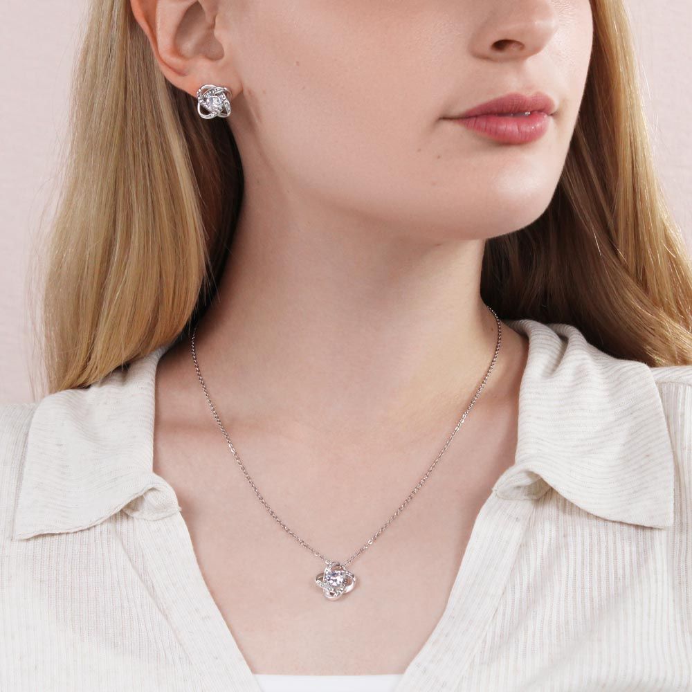 To My Loving Wife - Love Knot Necklace With Earrings