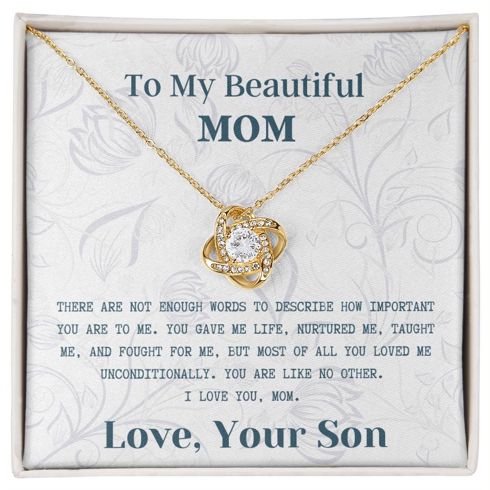 To My Beautiful Mom - Love Knot Necklace