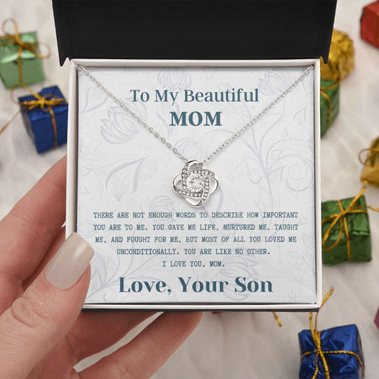 To My Beautiful Mom - Love Knot Necklace