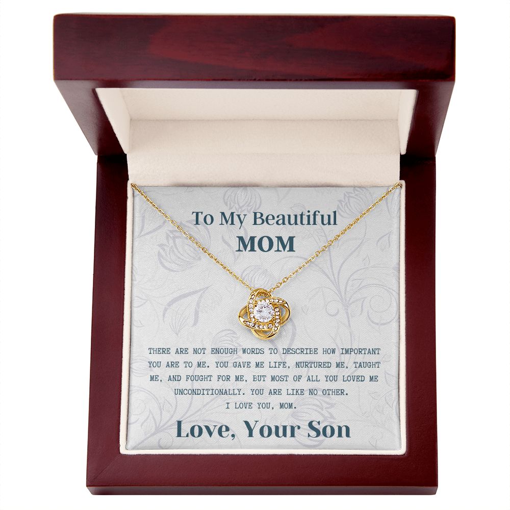 To My Beautiful Mom - Love Knot Necklace
