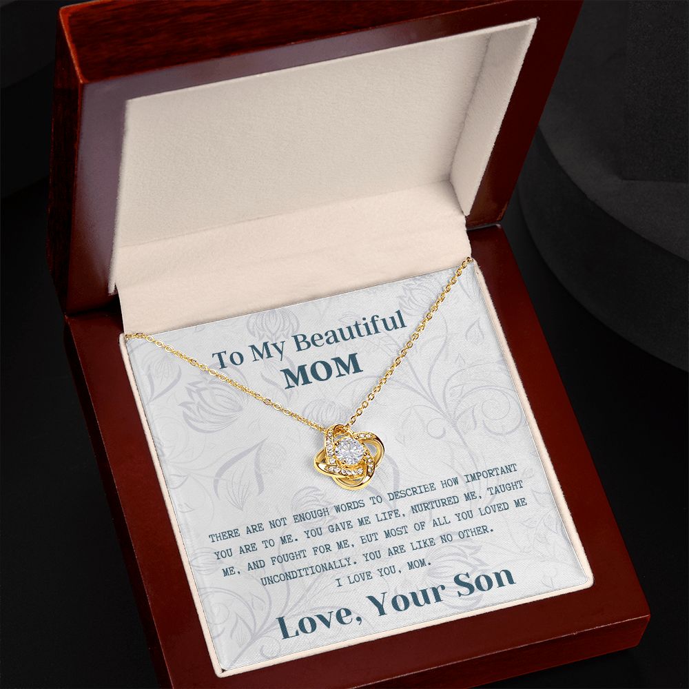To My Beautiful Mom - Love Knot Necklace