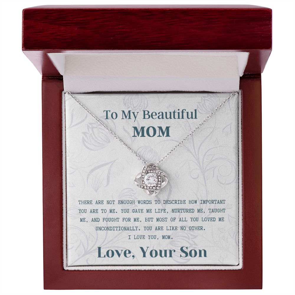 To My Beautiful Mom - Love Knot Necklace