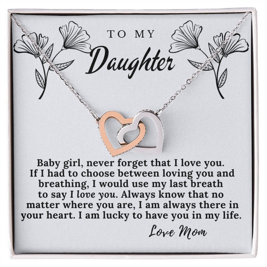To My Daughter from Mom- Interlocking Heart Necklace