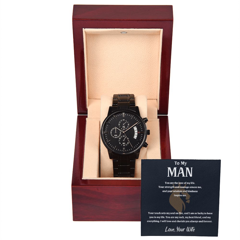To My Man - Black Chronograph Watch